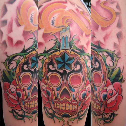 Looking for unique  Tattoos? DAY OF DEAD SUGER SKULL